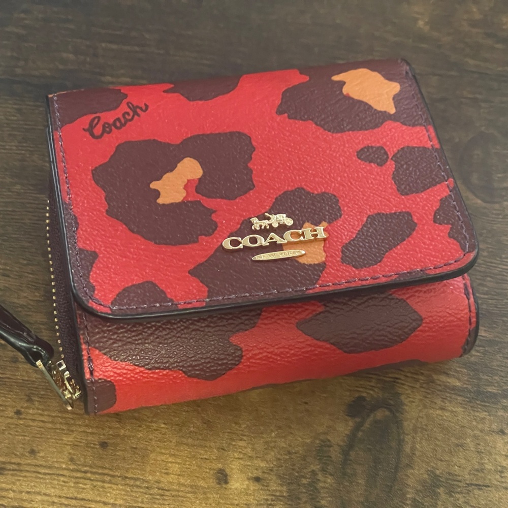 Coach Red Leopard Wallet